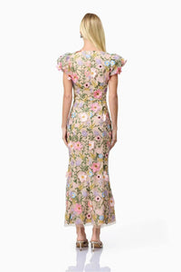 Dotty Embroidered Flower Midi Dress