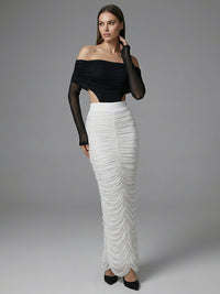 Bradwin Long Sleeve Draped Bardot Maxi Dress