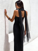 Alvilde Strapless Scarf Maxi Dress In Black