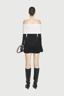 Zoravell Off Shoulder Draped Mini Dress In Black
