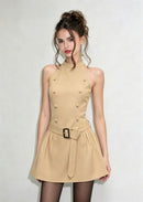 Drelian Khaki Cape Mini Dress