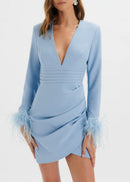 Zavryn Feather Long Sleeve Mini Dress
