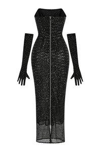 Brinova Black Maxi Dress with Bow Detail
