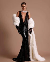 Remige Lace Sequin Maxi Dress In Black