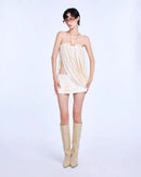 Almund Strapless Ruch Split Mini Skirt Set