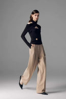 Solene Black Ruched Stretch-Jersey Top