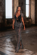 Glymora Rhinestone Mesh Lace Maxi Dress