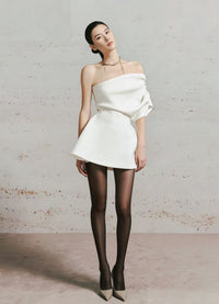 Vallissa Asymmetric Ruch Mini Dress