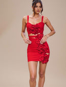 Ronelyn Floral Ruffle Mini Dress In Red
