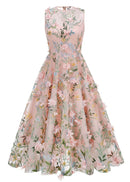 Neskor Embroidered Blush Midi Dress