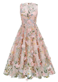 Neskor Embroidered Blush Midi Dress