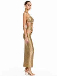 Lunexa Halterneck Cutout Bandage Maxi Dress