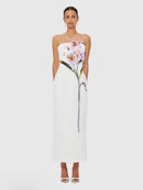 Eudoxia White Floral Embroidered Maxi Dress