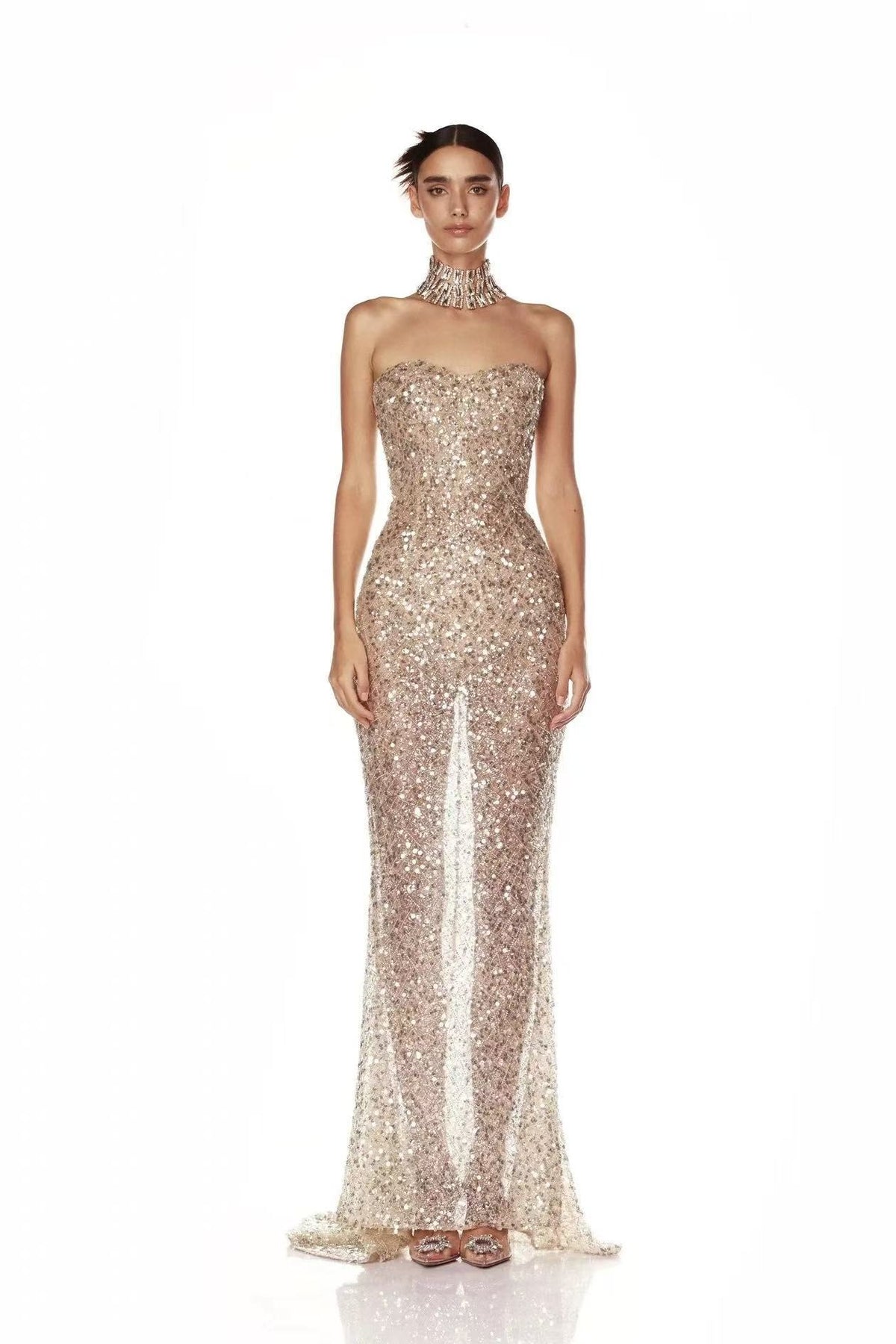 Cchiquita Strapless Sequin Maxi Dress