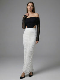 Bradwin Long Sleeve Draped Bardot Maxi Dress