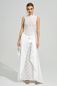 Velyxra Lace Floral Detail Maxi Dress In White