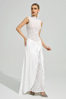 Velyxra Lace Floral Detail Maxi Dress In White