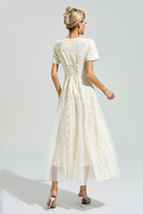 Pramix Apricot French Lace Mesh Maxi Dress