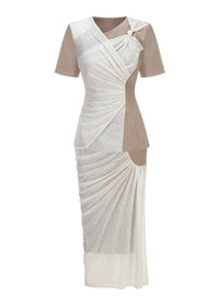 Galessa Bow-Detail Pleated Slit Two-Piece Set