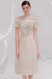 Ulysse Floral Embroidered Openwork Midi Dress