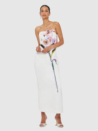 Eudoxia White Floral Embroidered Maxi Dress