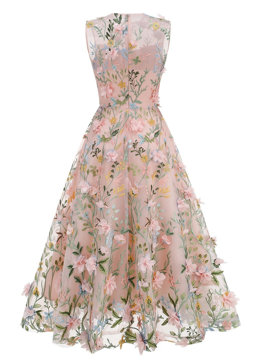 Neskor Embroidered Blush Midi Dress