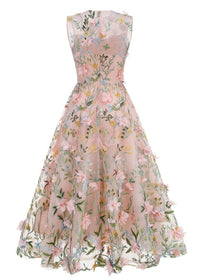 Neskor Embroidered Blush Midi Dress