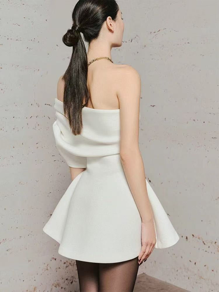 Vallissa Asymmetric Ruch Mini Dress