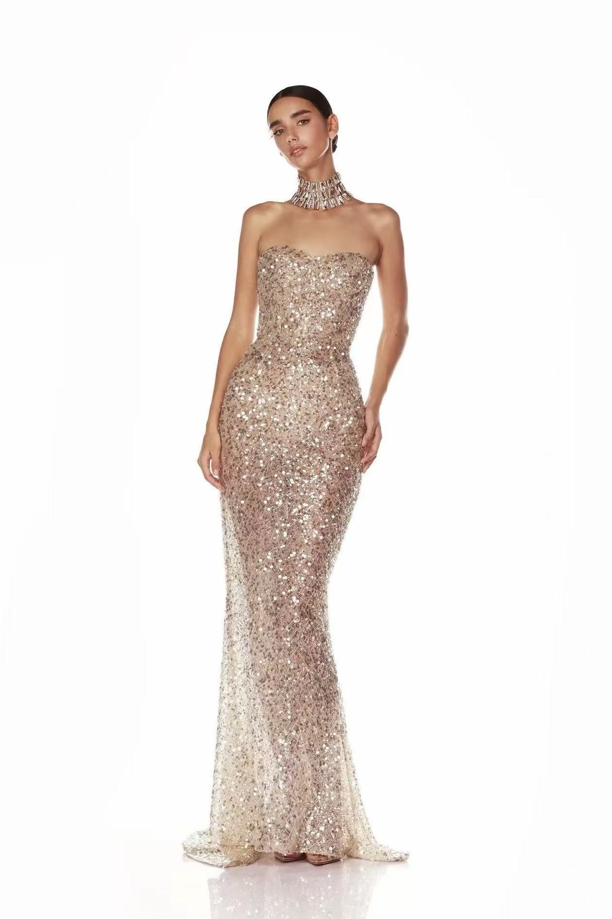 Cchiquita Strapless Sequin Maxi Dress