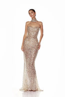 Cchiquita Strapless Sequin Maxi Dress