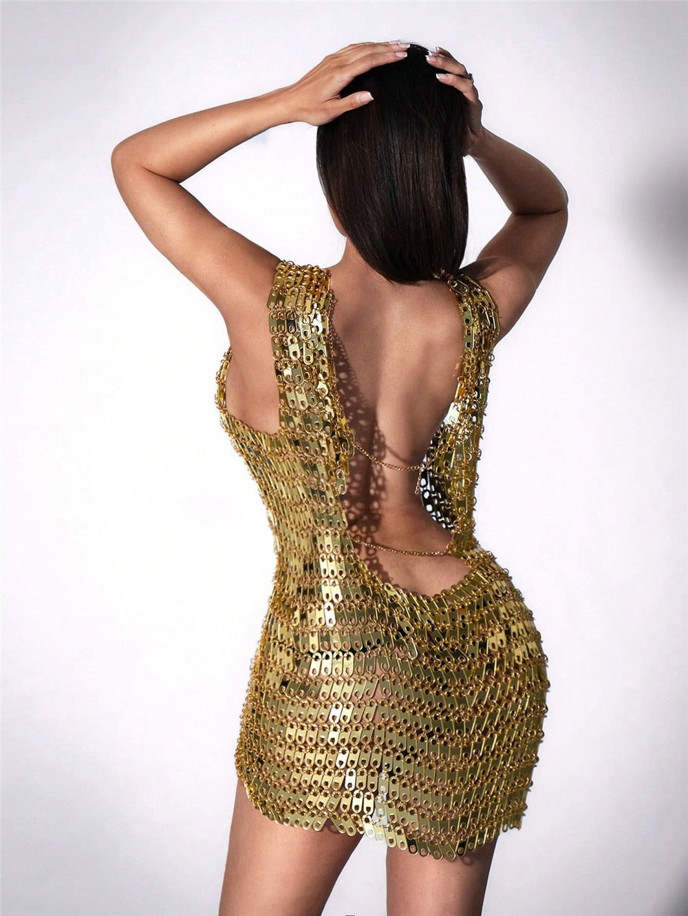 Nadim Sleeveless Chainmail Mini Dress