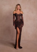 Hanaye Strapless Off-Shoulder Lace Maxi Dress