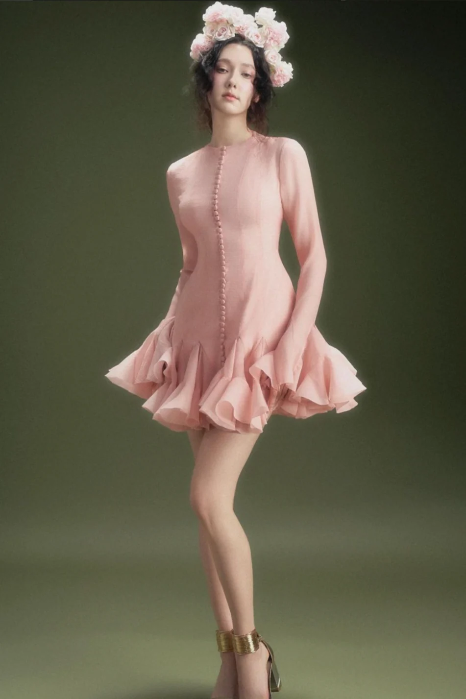 Orphee Semi-Sheer Flared Mini Dress