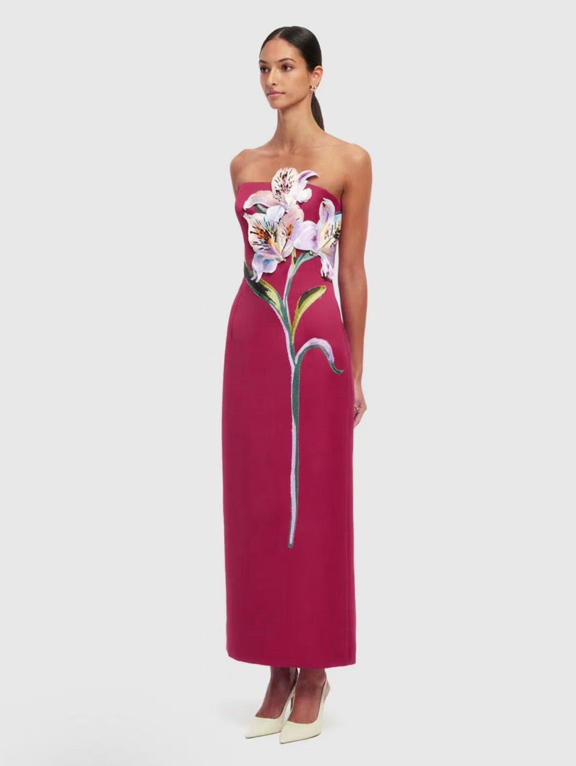 Eudoxia White Floral Embroidered Maxi Dress