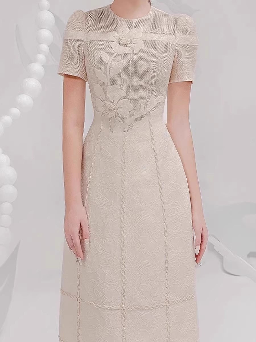 Ulysse Floral Embroidered Openwork Midi Dress