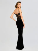 Mariela Lace Corset Maxi Velvet Dress In Black
