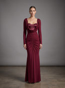 Evarik Long Sleeve Draped Bustier Maxi Dress