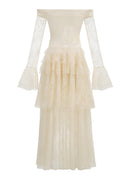 Envorik Floral Lace Ruffle Maxi Dress