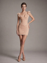 Frayden Lace Ruffle Structured Dress