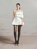 Vallissa Asymmetric Ruch Mini Dress