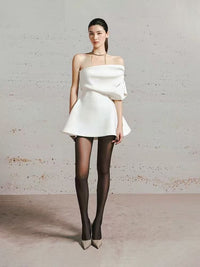 Vallissa Asymmetric Ruch Mini Dress