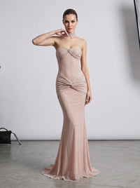 Xirelli Rhinestone-Embellished Mesh Bow Maxi Dress