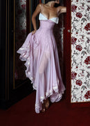 Haidi Spaghetti Mesh Ruffle Maxi Dress In Pink