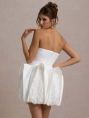 Jasmijn Strapless Floral Mini Dress In White