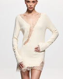 Yurek Lace-Panel Knit Mini Dress