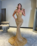 Hyrth Halter Sequin Maxi Dress In Gold