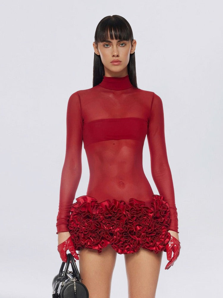 Galyn Embellished Mini Dress In Red