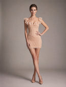 Frayden Lace Ruffle Structured Dress