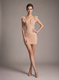 Frayden Lace Ruffle Structured Dress