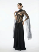 Luvric Strapless Lace Scarf  Maxi Dress